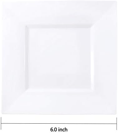 bUCLA 100PCS White Square Plastic Plates 6 Inch