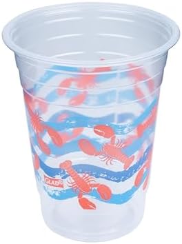 Glad Everyday Clear Plastic Cups with Lobster Waves Design 16 Oz 20 Count
