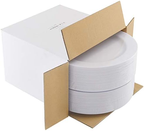 bUCLA 100PCS White Plastic Plates 1025 Inch