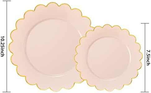 LIYH 60 Pcs Pink Gold Plastic Plate Set
