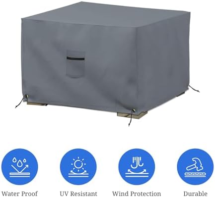 Covers All Outdoor Ottoman Cover Gray 23x23x18