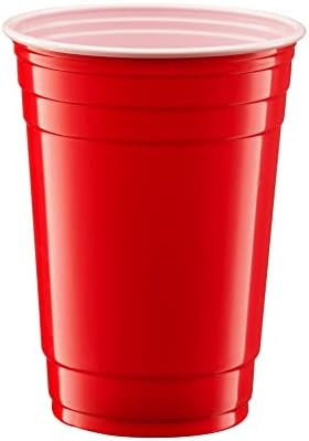 Gusto 18 oz Red Plastic Cups 100 Count for Parties