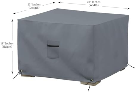 Covers All Outdoor Ottoman Cover Gray 23x23x18