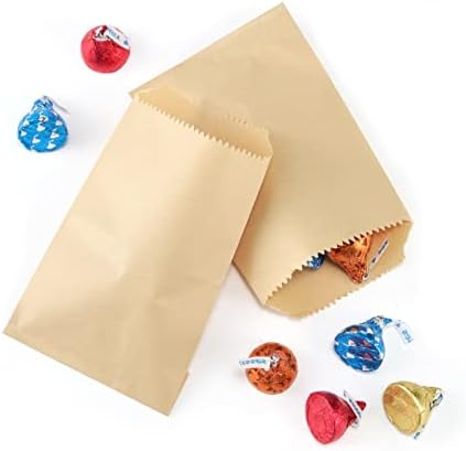 FOCCIUP 100 Pcs 4x6 Inch Brown Kraft Paper Bags for Party Treats