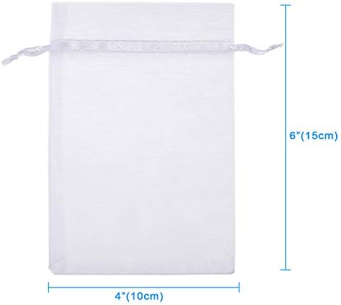 WenTao 100PCS 4x6 White Sheer Organza Bags with Drawstring