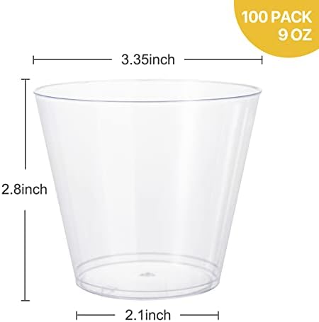 N9R 100PCS Clear Plastic Cups 9oz for Parties
