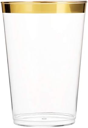 Munfix Gold Plastic Cups 12 Oz Clear Tumblers