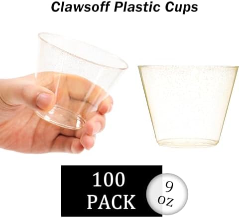 100 Count 9 Oz Gold Plastic Cups for Parties