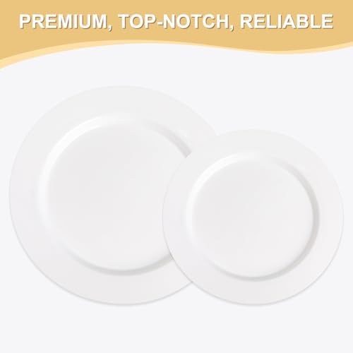 AOZITA 200pcs White Plastic Plates for Party
