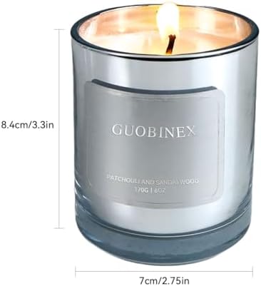 Luxury Patchouli Sandalwood Soy Candle in Silver Jar