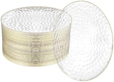 R-kay 100 Pack Clear Plastic Plates with Gold Rim