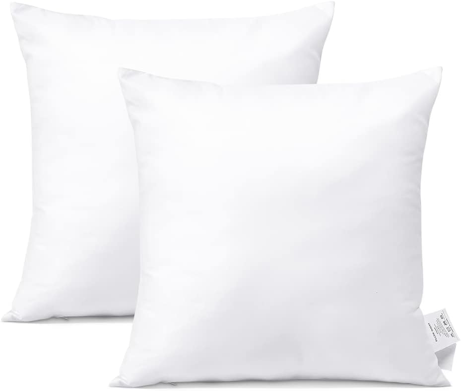 OTOSTAR Outdoor Pillow Inserts - 2 Pack Water Resistant 18x18 Inch White