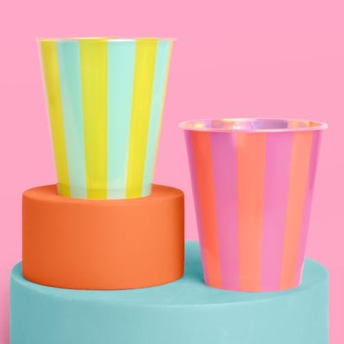 Xo Fetti Pink Green Plastic Cups 16pcs 12oz