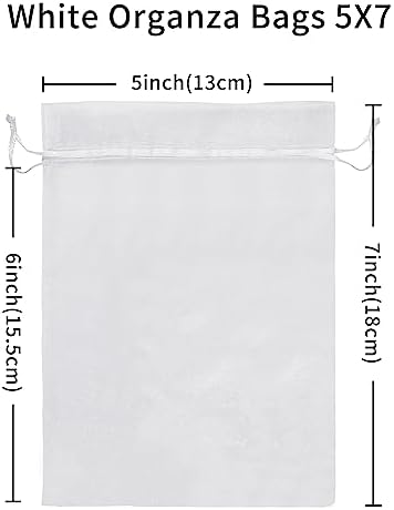 100PCS White Organza Drawstring Gift Bags 5x7 Inches