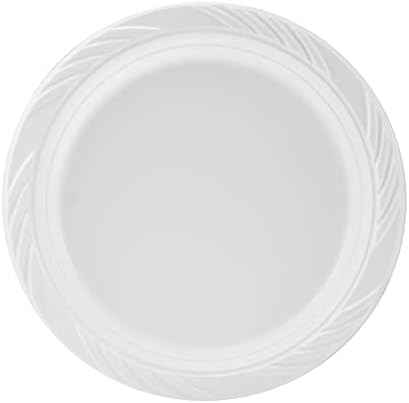 200 Pack White Plastic Dinner Plates 9 Inch