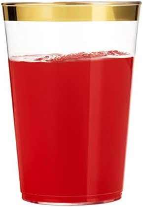 Munfix Gold Plastic Cups 12 Oz Clear Tumblers