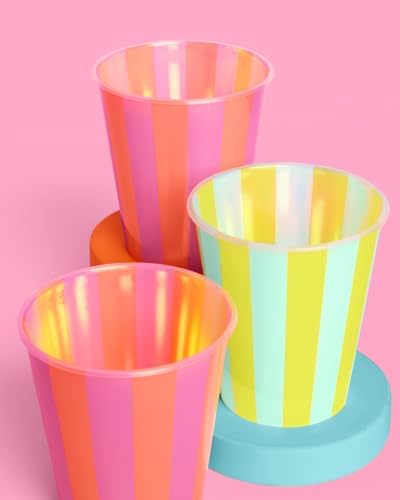 Xo Fetti Pink Green Plastic Cups 16pcs 12oz