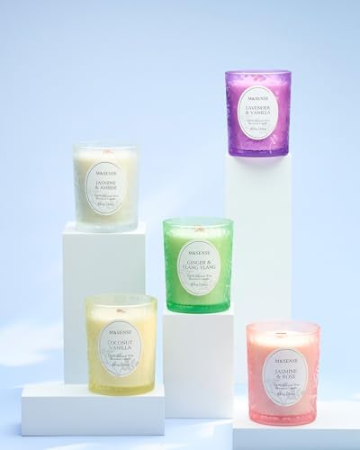 MSENSE Rose Sandalwood Scented Candle Wooden Wick 18 oz