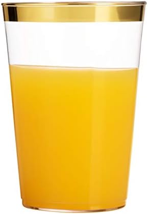 Munfix Gold Plastic Cups 12 Oz Clear Tumblers