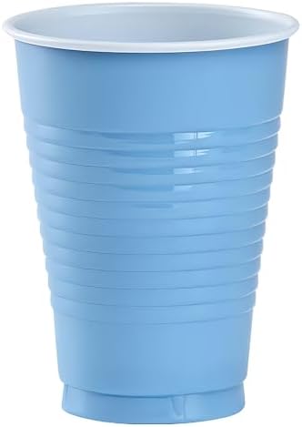 Light Blue Solid Plastic Party Cups 12 Oz 20 Count