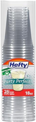 Hefty Party Perfect Clear Plastic Cups 28 Count 18 Ounce