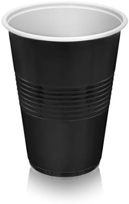 True Black 16oz Plastic Cups Set of 50 for Parties