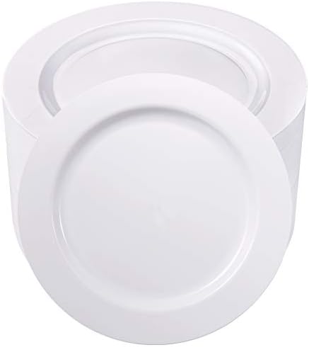 bUCLA 100PCS White Plastic Plates 1025 Inch