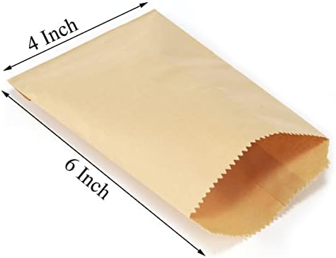 FOCCIUP 100 Pcs 4x6 Inch Brown Kraft Paper Bags for Party Treats