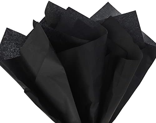 Packanewly Bulk Gift Wrapping Tissue Paper 100 Sheets Black 15x20 Inch