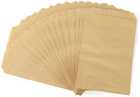 FOCCIUP 100 Pcs 4x6 Inch Brown Kraft Paper Bags for Party Treats