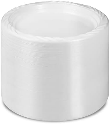 200 Pack White Plastic Dinner Plates 9 Inch