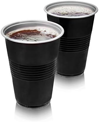 True Black 16oz Plastic Cups Set of 50 for Parties