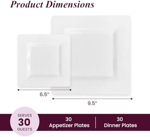 Ayas 60ct White Square Plastic Party Plates