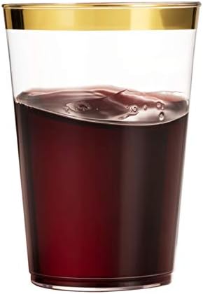 Munfix Gold Plastic Cups 12 Oz Clear Tumblers