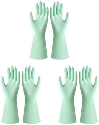 3 Pair Dishwashing Gloves Longer Thicker Rubber Gloves