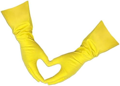 Yellow Reusable Kitchen Cleaning Gloves - Medium Small