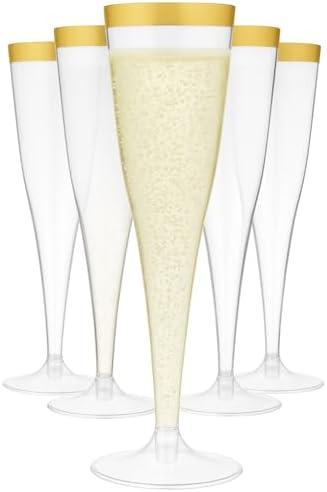 Oojami 30 Pack Gold Rim Champagne Flutes