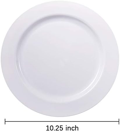 bUCLA 100PCS White Plastic Plates 1025 Inch