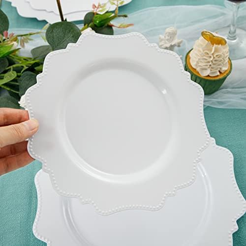 COLOSUS 60pcs White Disposable Plastic Plates for Parties