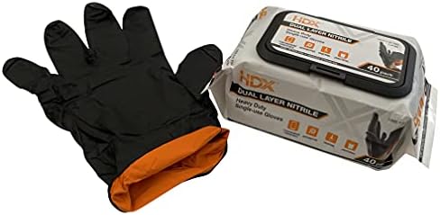 HDX Black Dual Layer 6ml Heavy Duty Nitrile Gloves 40 Pack