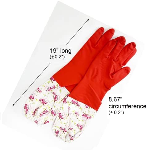 Reusable Waterproof Latex Rubber Gloves with Fleece Lining 2 Pairs