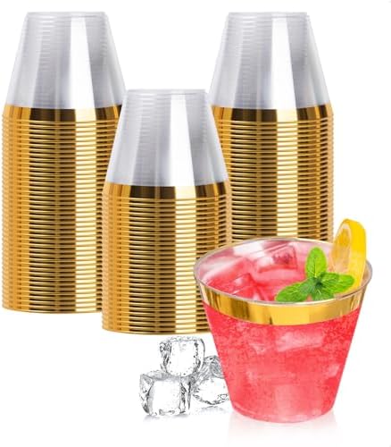 Goodluck 100PCS 9oz Gold Plastic Cups for Parties and Events