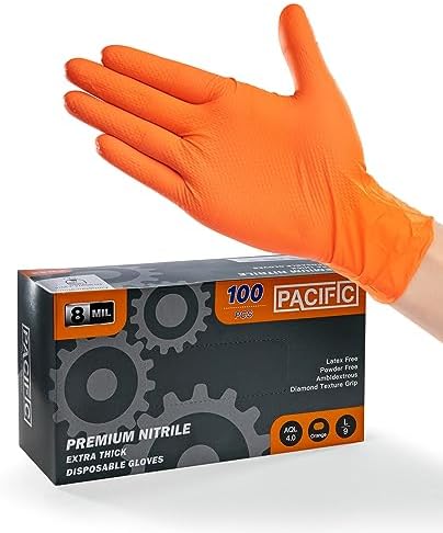 PACIFIC PPE Strength Nitrile Gloves 8 Mil Diamond Texture