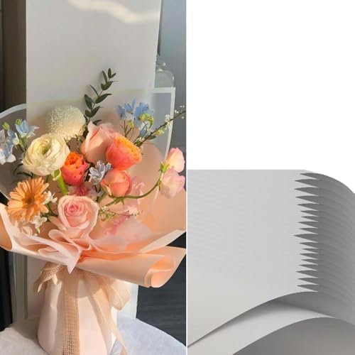 20Pcs Grey Flower Wrapping Paper for DIY Bouquet Packaging Wedding Gifts