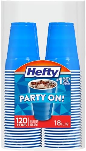 Hefty Party On Disposable Plastic Cups 18 Oz 120 Count