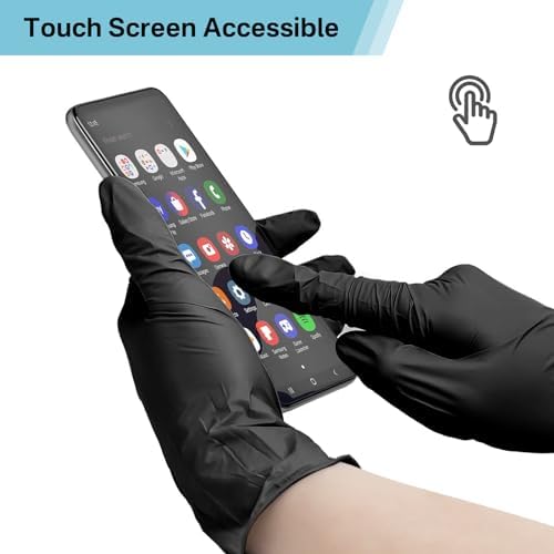 UYKKE 5mil Nitrile Gloves 1000pcs Black Disposable Gloves