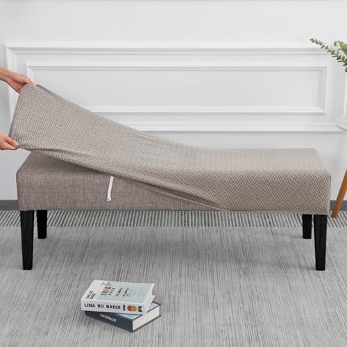 SPRINGRICO Stretch Dining Bench Cover Taupe