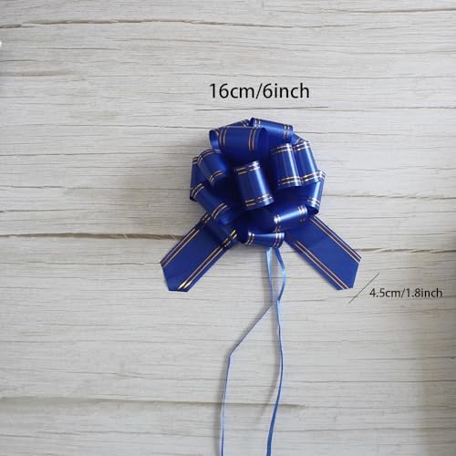 6 Inch Pull Bows for Gift Wrapping 6pcs Dark Blue