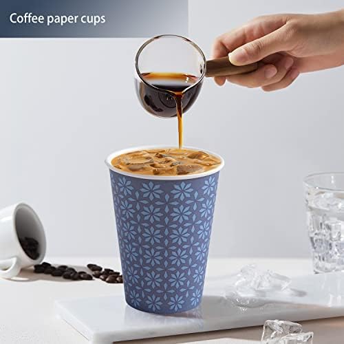 300 Pack Paper Cups 8 Oz Leak Proof Navy Floral Design