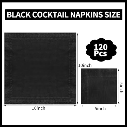 120 Pcs Black Cocktail Napkins for Parties